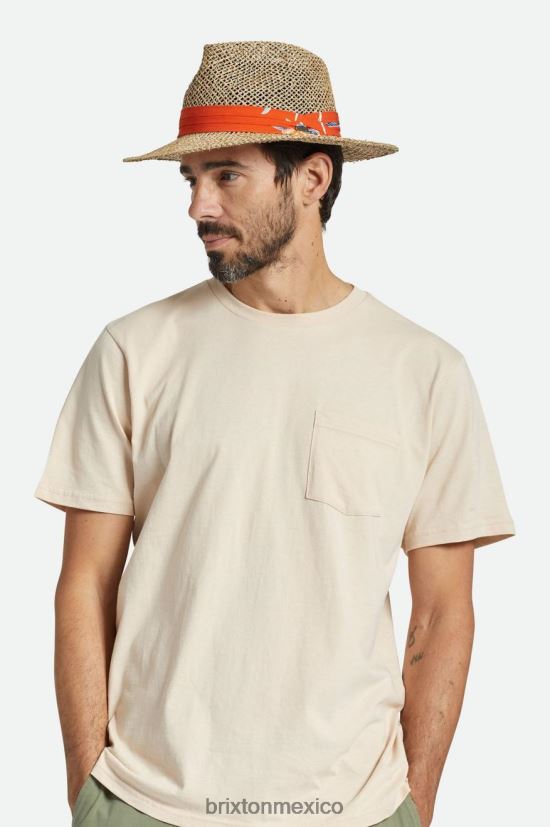 Brixton accesorios rojo natural/quemado hombres sombrero de paja aloha DV42H188