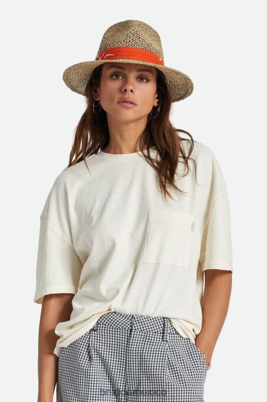 Brixton accesorios rojo natural/quemado hombres sombrero de paja aloha DV42H188