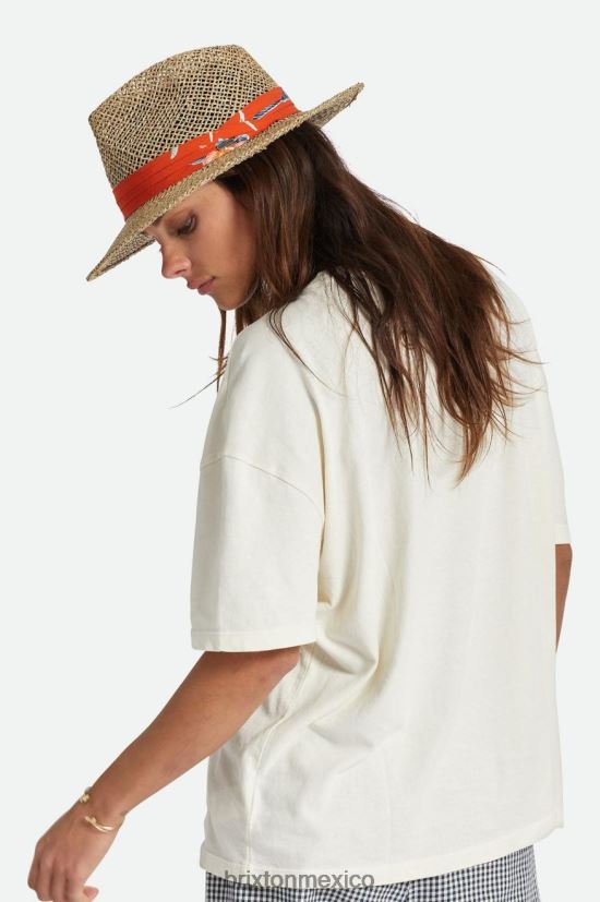 Brixton accesorios rojo natural/quemado hombres sombrero de paja aloha DV42H188