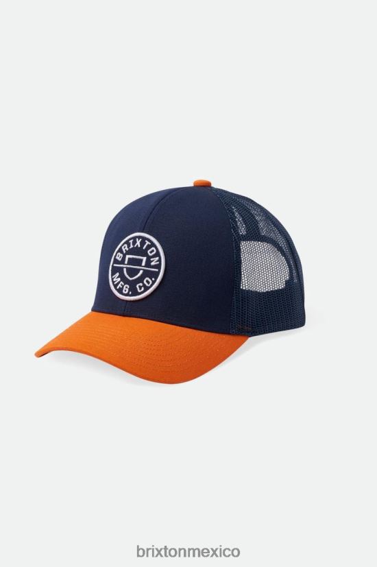 Brixton accesorios azul marino lavado/naranja paraíso hombres gorra de camionero crest netplus mp DV42H255