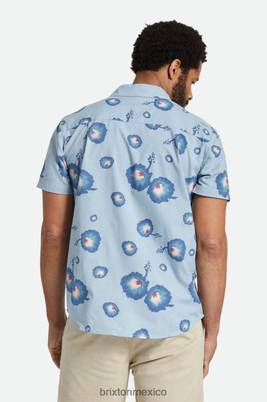Brixton vestir azul polvoriento/azul pacífico/rosa coral hombres camisa tejida con estampado charter DV42H10