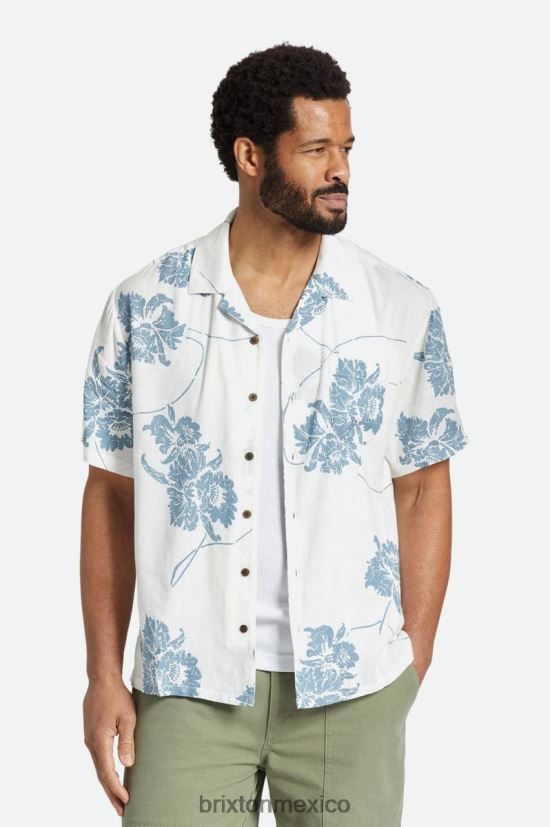 Brixton vestir blanco roto/azul polvoriento hombres camisa bunker slub s/s DV42H4