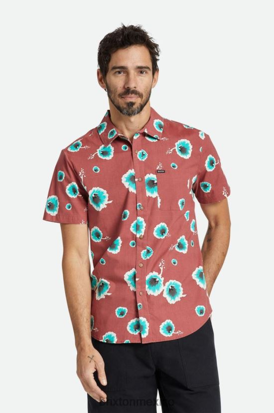 Brixton vestir cedro polvoriento/blanco roto/jade hombres camisa con estampado charter s/s DV42H9