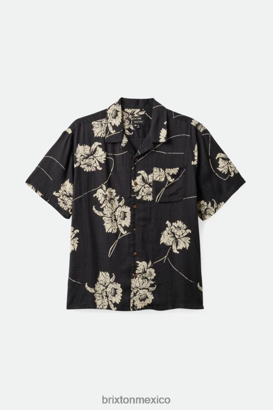Brixton vestir negro lavado/blanco roto hombres camisa bunker slub s/s DV42H3