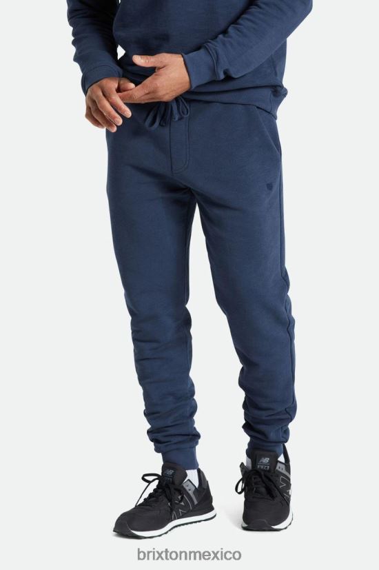 Brixton vestir azul marino lavado hombres Joggers de felpa francesa flameada DV42H137
