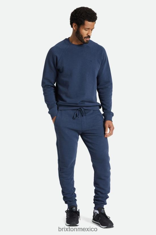 Brixton vestir azul marino lavado hombres Joggers de felpa francesa flameada DV42H137