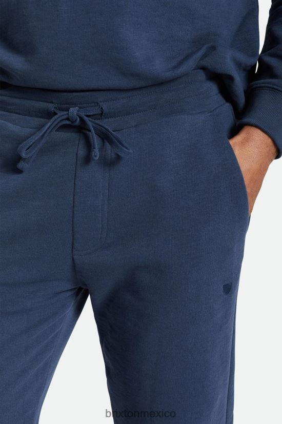 Brixton vestir azul marino lavado hombres Joggers de felpa francesa flameada DV42H137