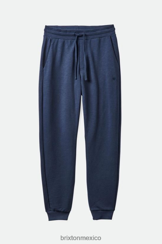 Brixton vestir azul marino lavado hombres Joggers de felpa francesa flameada DV42H137