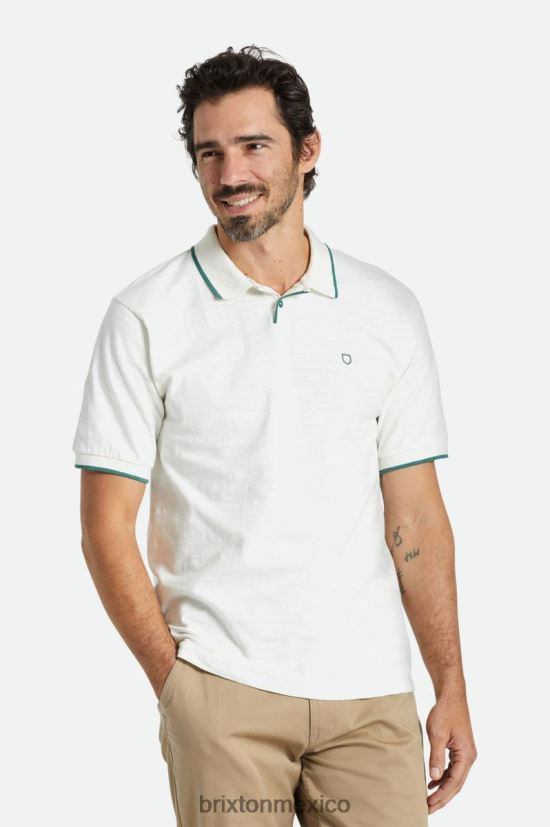 Brixton vestir blanco roto/abeto hombres polo apropiado slub s/s DV42H121