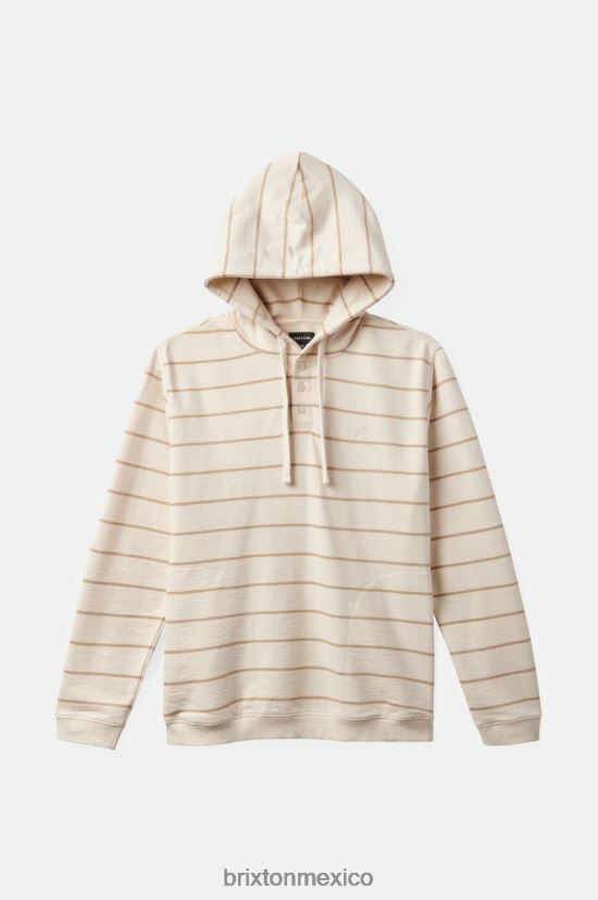 Brixton vestir capa blanca/arena hombres capucha flameada de felpa henley francesa DV42H135
