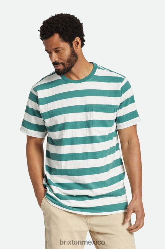 Brixton vestir abeto/blanco hueso hombres camiseta con bolsillo de manga larga flameada DV42H69