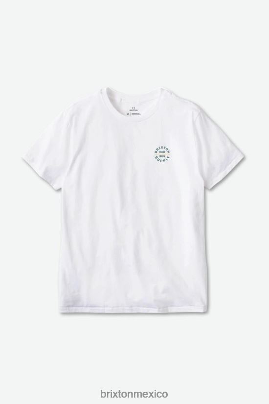 Brixton vestir blanco/abeto hombres juramento v s/s camiseta estándar DV42H31
