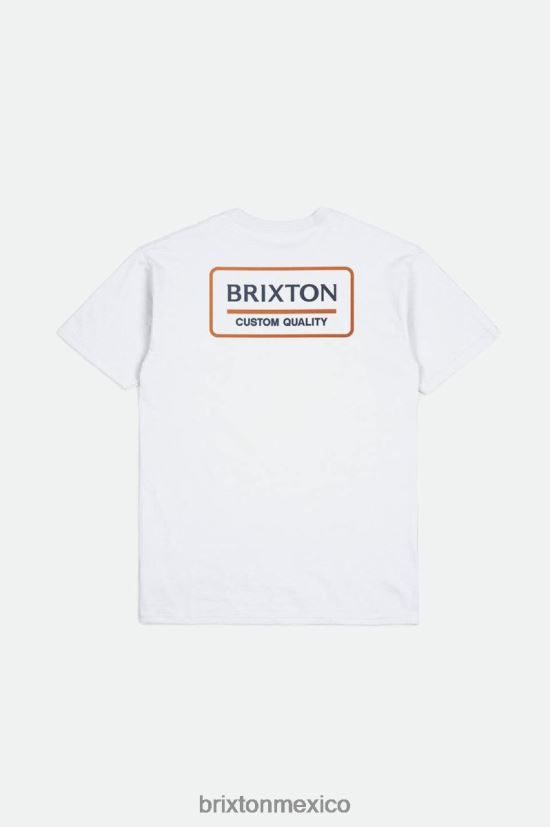 Brixton vestir blanco/azul marino lavado/naranja paraíso hombres Camiseta estándar de acero inoxidable palmer DV42H88