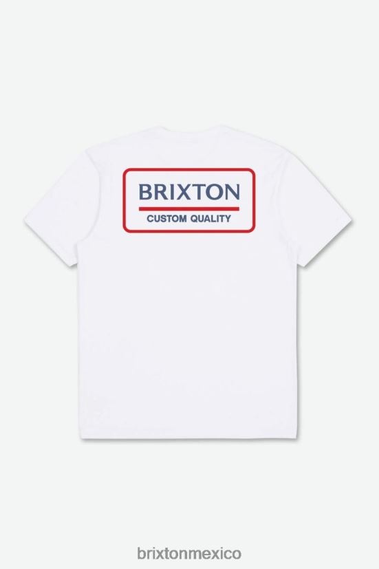 Brixton vestir blanco/azul pacífico/rojo aloha hombres Camiseta estándar de acero inoxidable palmer DV42H91