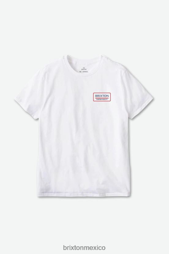 Brixton vestir blanco/azul pacífico/rojo aloha hombres Camiseta estándar de acero inoxidable palmer DV42H91