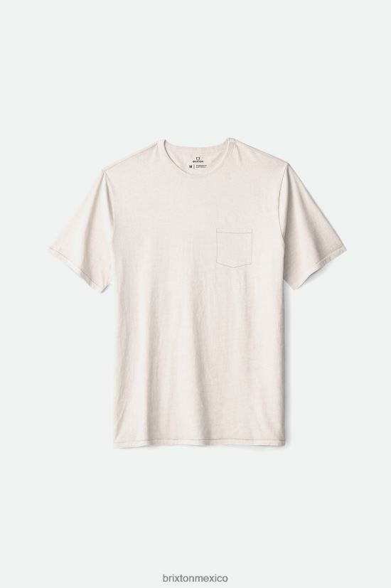 Brixton vestir blanco hombres camiseta de algodón prémium con bolsillo s/s DV42H67