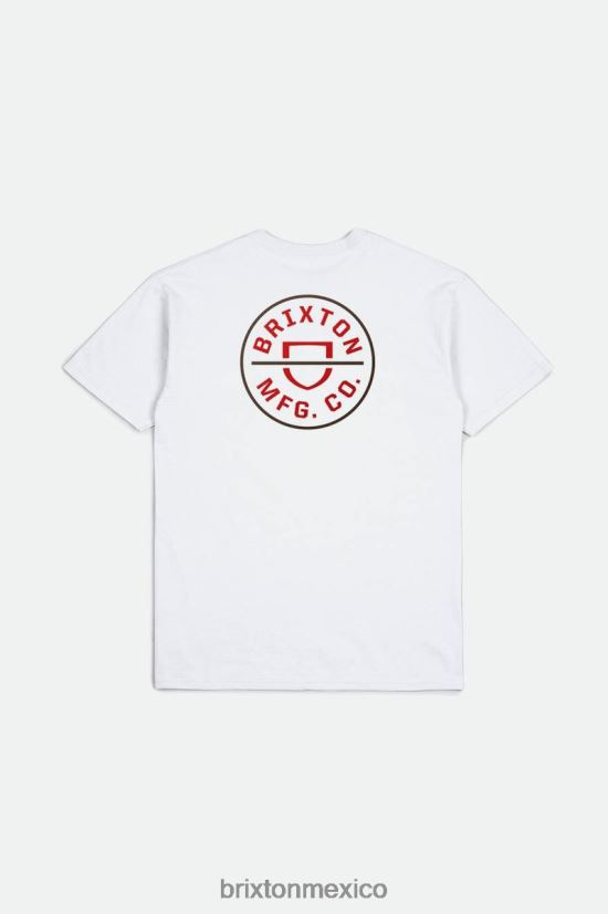 Brixton vestir blanco/rojo aloha/tierra oscura hombres Camiseta estándar Crest II S/S DV42H57