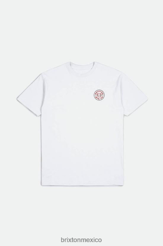 Brixton vestir blanco/rojo aloha/tierra oscura hombres Camiseta estándar Crest II S/S DV42H57