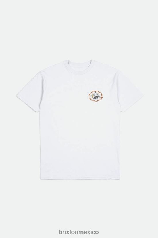 Brixton vestir blanco/rojo quemado hombres camiseta estándar croslin s/s DV42H43