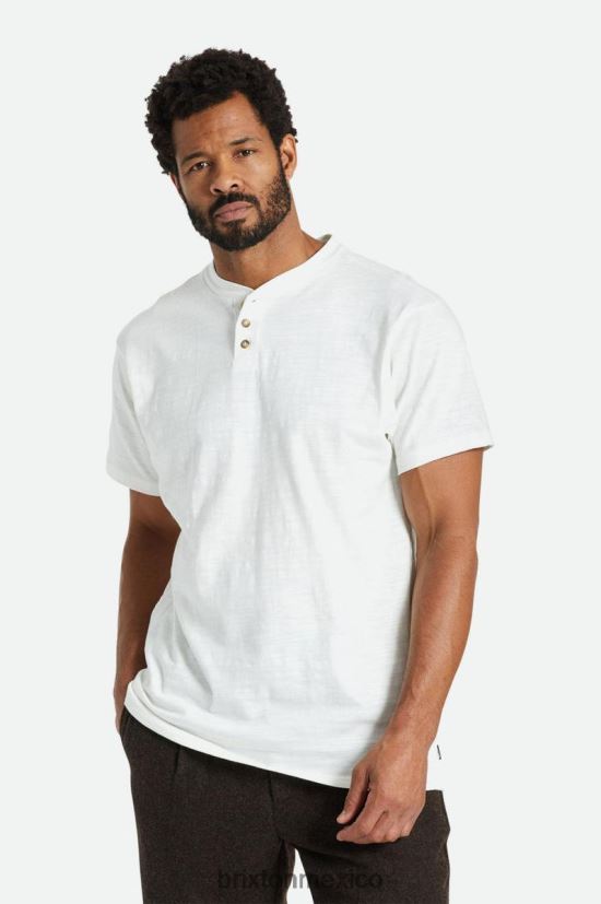 Brixton vestir blanquecino hombres camiseta básica flameada manga henley DV42H94