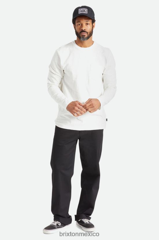 Brixton vestir blanquecino hombres camiseta básica flameada manga larga con bolsillo DV42H102