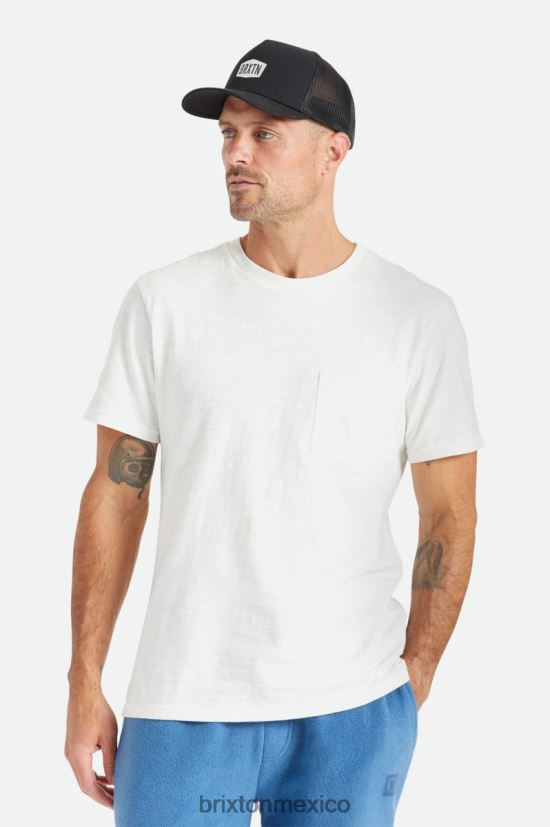 Brixton vestir blanquecino hombres camiseta basica flameada s/s con bolsillo DV42H106