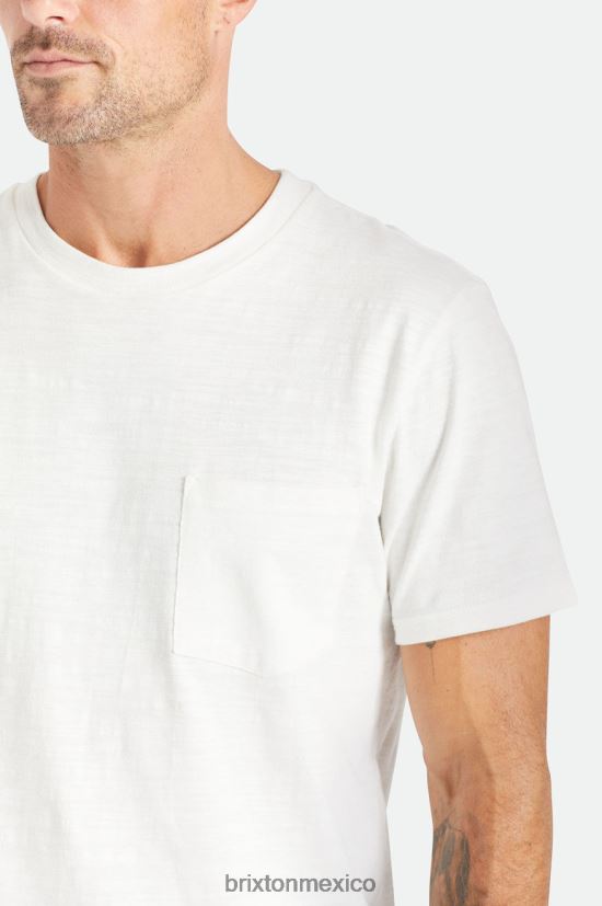 Brixton vestir blanquecino hombres camiseta basica flameada s/s con bolsillo DV42H106