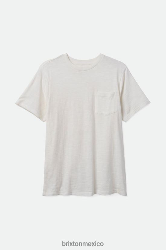 Brixton vestir blanquecino hombres camiseta basica flameada s/s con bolsillo DV42H106
