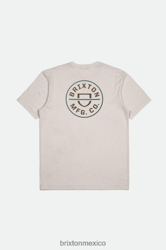 Brixton vestir crema/tierra oscura/abeto hombres Camiseta estándar Crest II S/S DV42H55