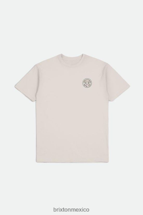 Brixton vestir crema/tierra oscura/abeto hombres Camiseta estándar Crest II S/S DV42H55