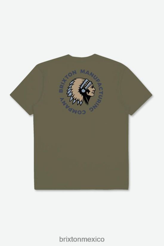 Brixton vestir excedente de oliva/tinte para prendas azul polvoriento hombres camiseta estándar rival stamp s/s DV42H81