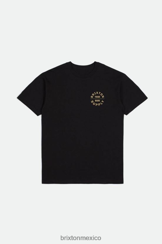 Brixton vestir excedente negro/paja/oliva hombres juramento v s/s camiseta estándar DV42H29