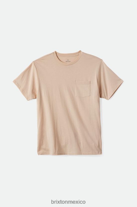 Brixton vestir humo gris hombres camiseta de algodón prémium con bolsillo s/s DV42H65