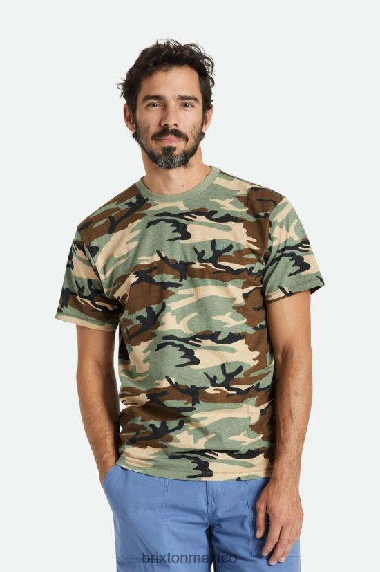 Brixton vestir lavado vintage de camuflaje hombres camiseta reserva vintage s/s DV42H98