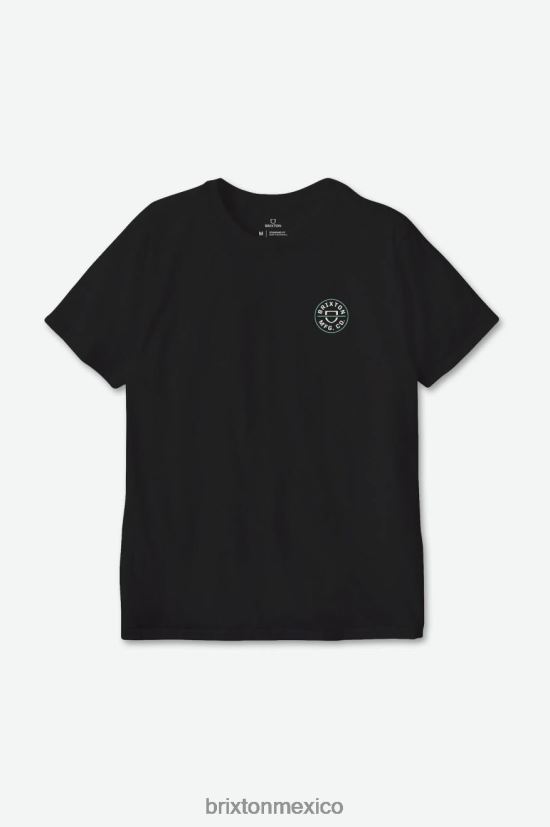 Brixton vestir negro/blanco roto/jade hombres Camiseta estándar Crest II S/S DV42H56