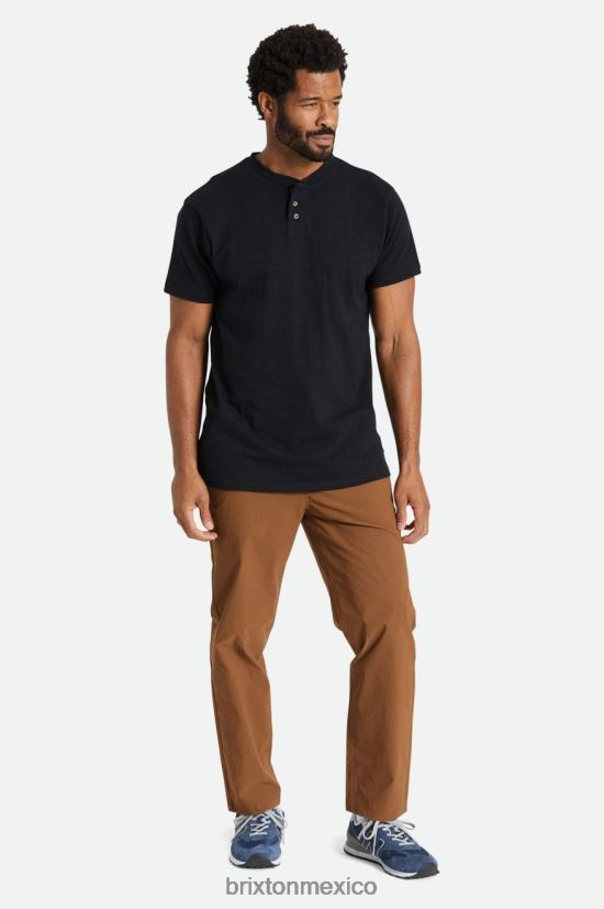 Brixton vestir negro hombres camiseta básica flameada manga henley DV42H93