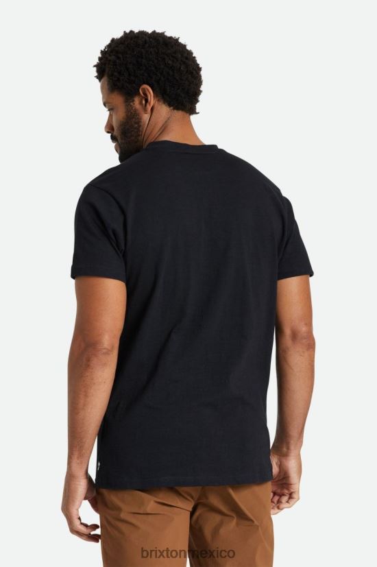 Brixton vestir negro hombres camiseta básica flameada manga henley DV42H93