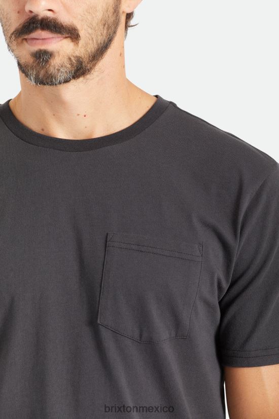 Brixton vestir negro hombres camiseta de algodón prémium con bolsillo s/s DV42H66