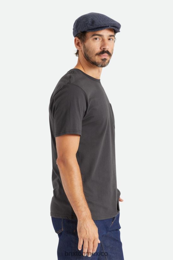 Brixton vestir negro hombres camiseta de algodón prémium con bolsillo s/s DV42H66