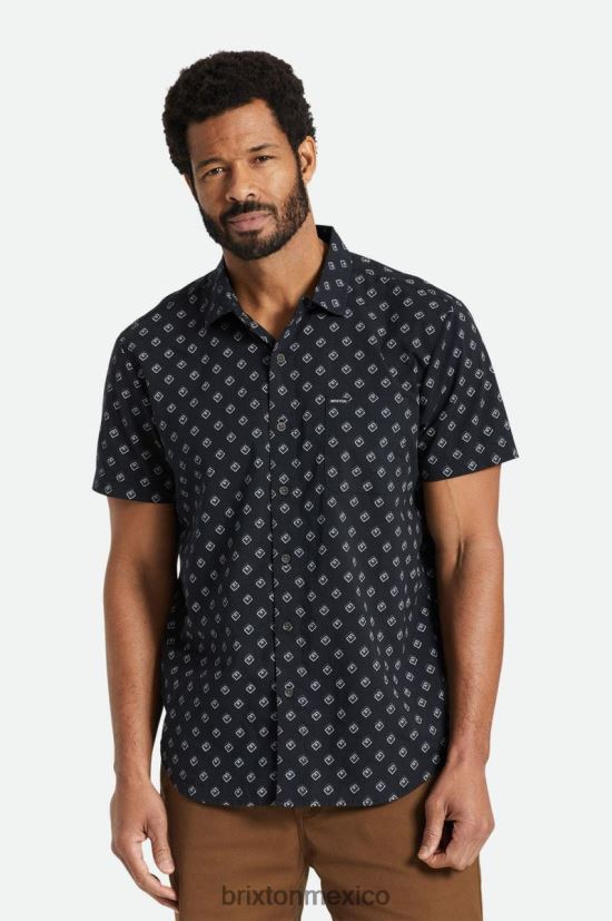 Brixton vestir Geo en blanco roto/negro hombres carta impresión s / s tejido DV42H22