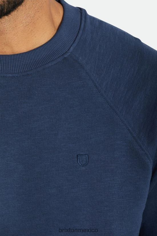 Brixton vestir azul marino lavado hombres equipo de terry francés slub DV42H136