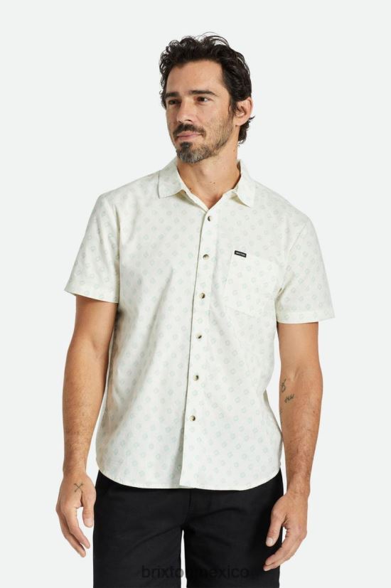 Brixton vestir blanco roto/geo jade hombres carta impresión s / s tejido DV42H23