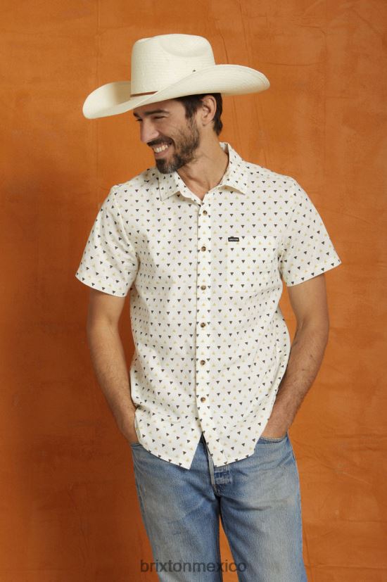 Brixton vestir blanco roto/paja/tierra oscura hombres carta impresión s / s tejido DV42H8