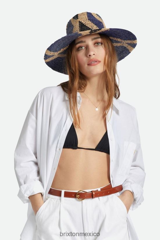 Brixton accesorios azules naturales mujer sombrero de paja con estampado madeira DV42H506