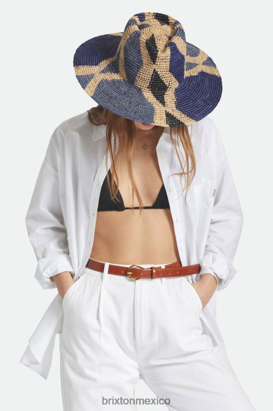 Brixton accesorios azules naturales mujer sombrero de paja con estampado madeira DV42H506