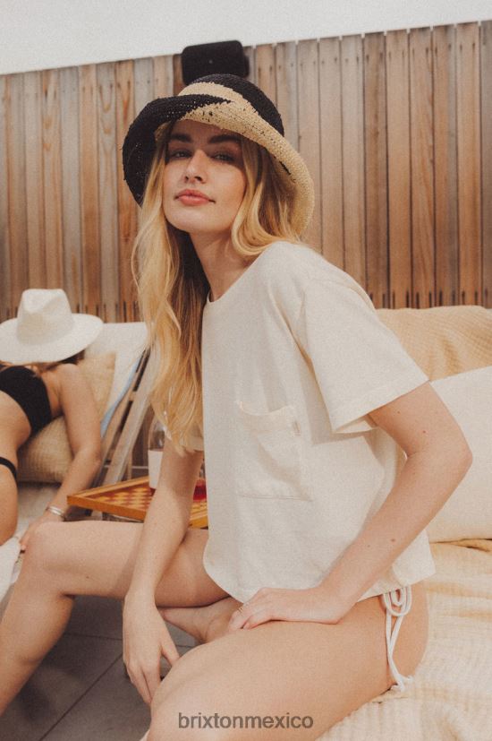 Brixton accesorios gorra blanca/negro mujer sombrero de pescador de paja redding DV42H513