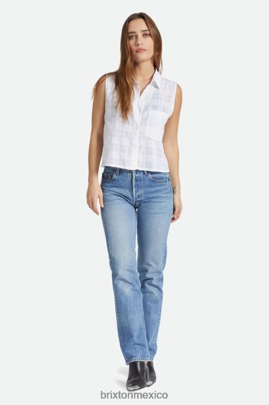 Brixton vestir blanco mujer camisa leon cuadrada sin mangas DV42H415