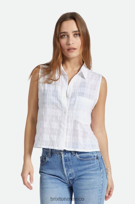Brixton vestir blanco mujer camisa leon cuadrada sin mangas DV42H415