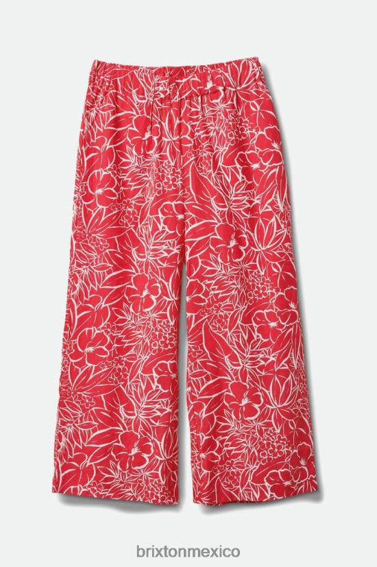 Brixton vestir aloha rojo mujer pantalón ancho de lino indo DV42H481