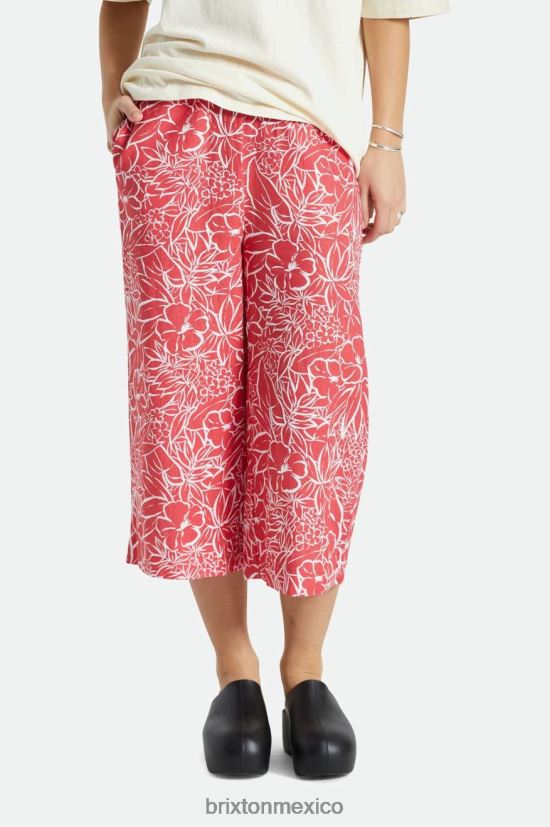 Brixton vestir aloha rojo mujer pantalón ancho de lino indo DV42H481